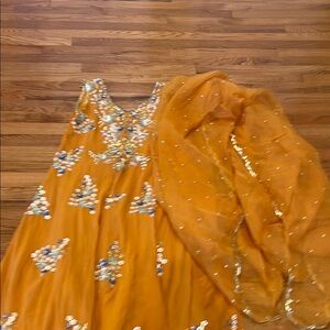 Golden Embellished Sequin Midi Dress